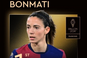2025年女足金球獎(jiǎng)前十：邦馬蒂第一，卡爾登泰第二，魯索第三